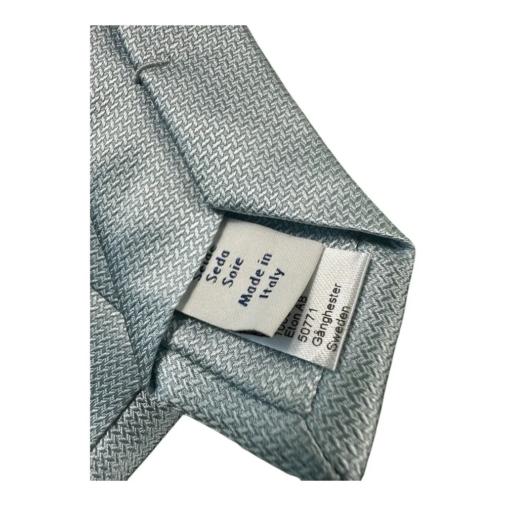 ETON Mens Light Blue Pure Silk Woven Tie 3.25 Inch Width Made in Italy NWT